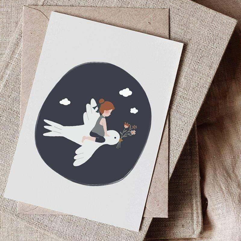 Child & Bird Navy - Little Cloud-Postcards