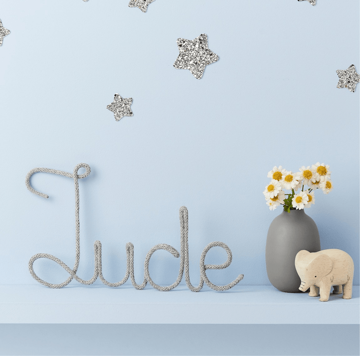 Grey Knitted Word Sign - Little Cloud-Knit Name Signs
