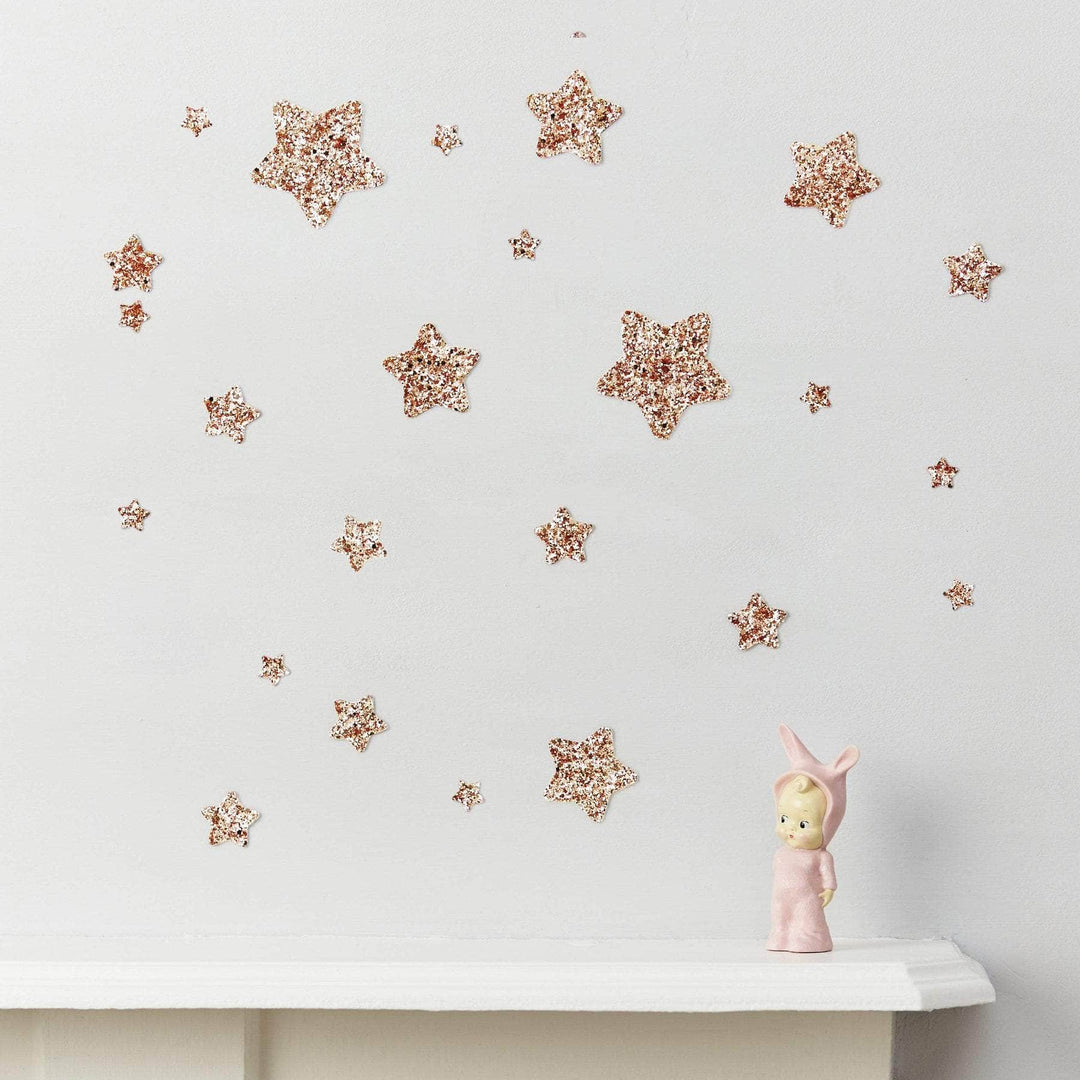 Rose Gold Glitter Star Wall Stickers - Little Cloud-Wall Stickers Stars