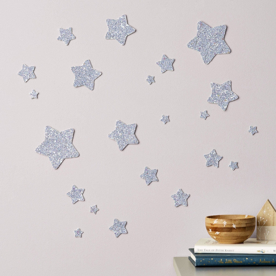 Sleepy Grey- Blue Glitter Stars Wall Stickers®