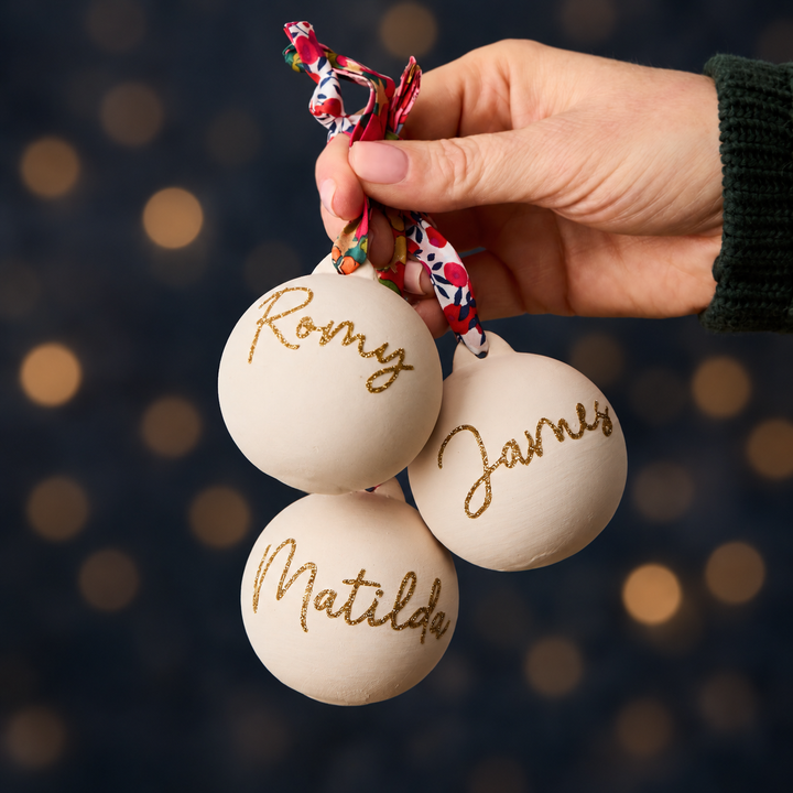 Personalised Glitter, Ceramic & Liberty Bauble