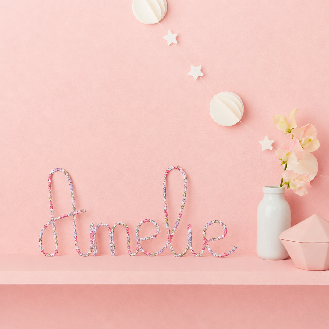Liberty Name Sign Poppy & Daisy Pink