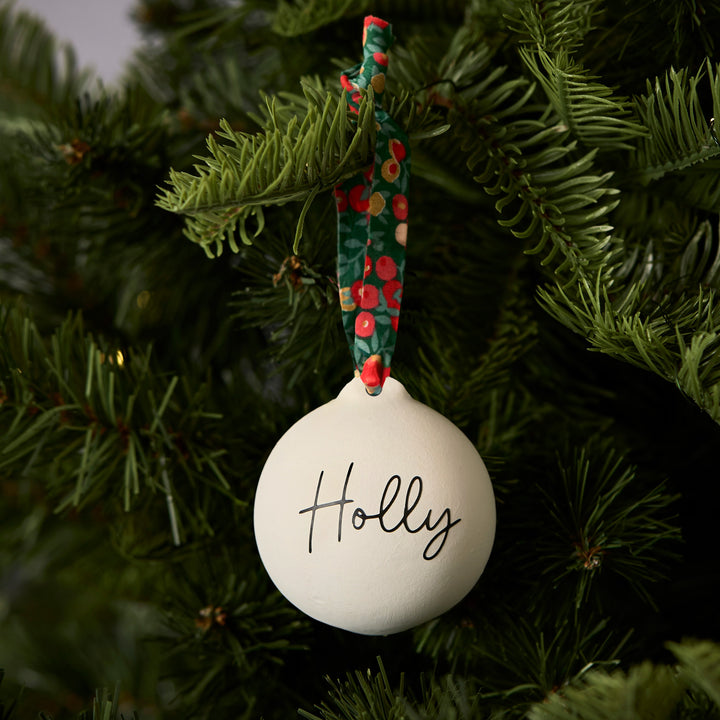 Personalised Ceramic & Liberty Bauble
