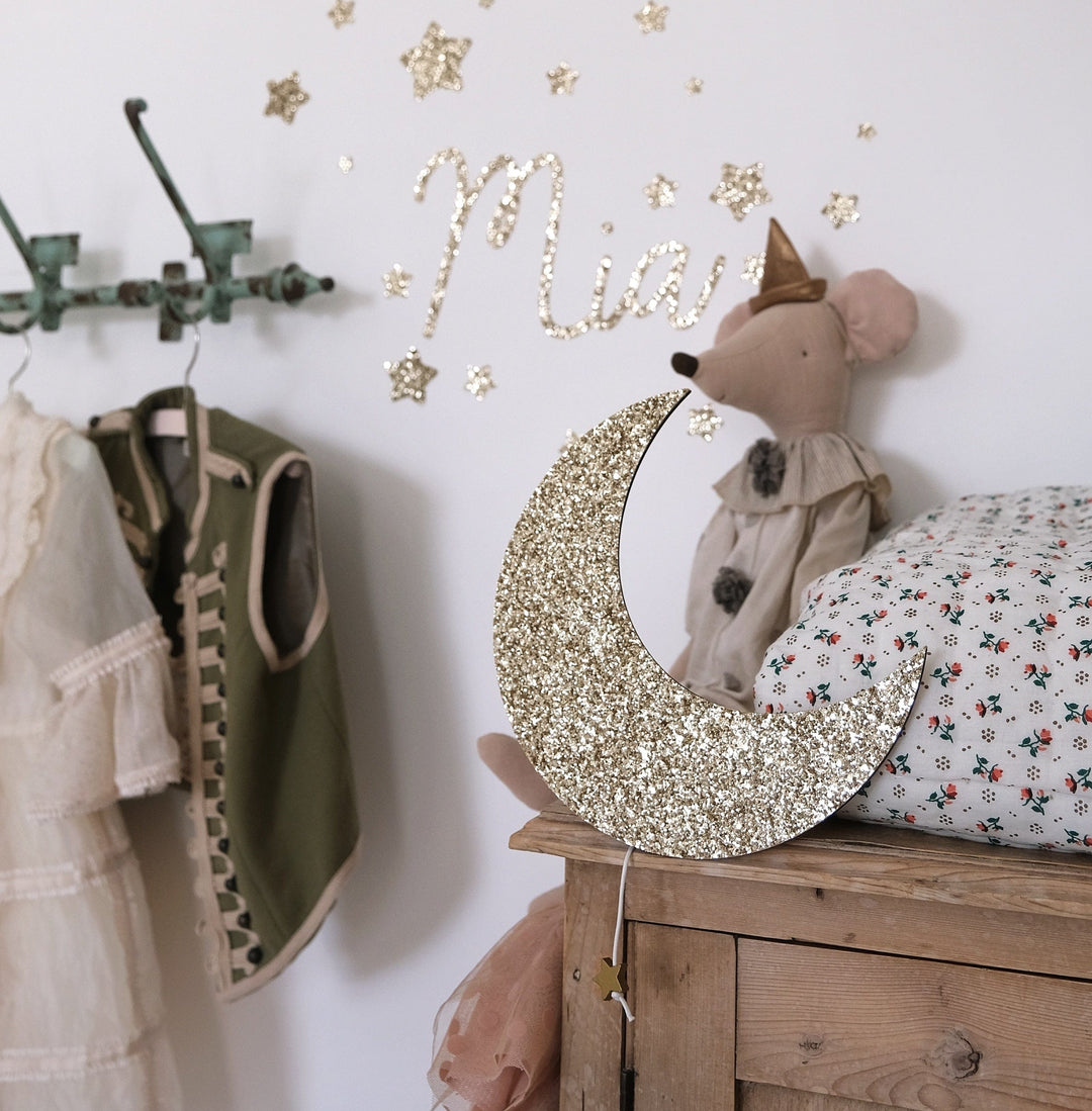 Gold Glitter Musical Moon