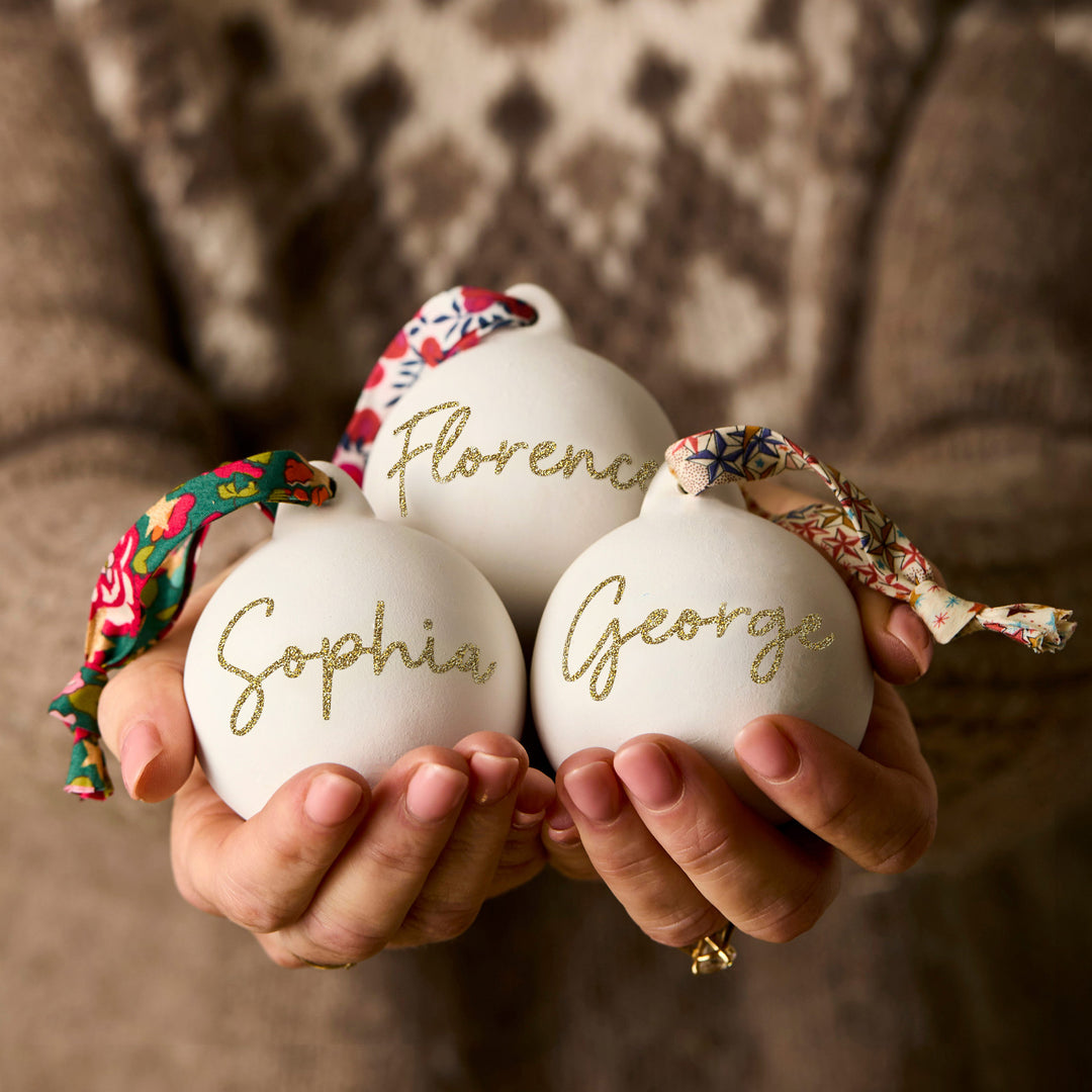 Personalised Glitter, Ceramic & Liberty Bauble