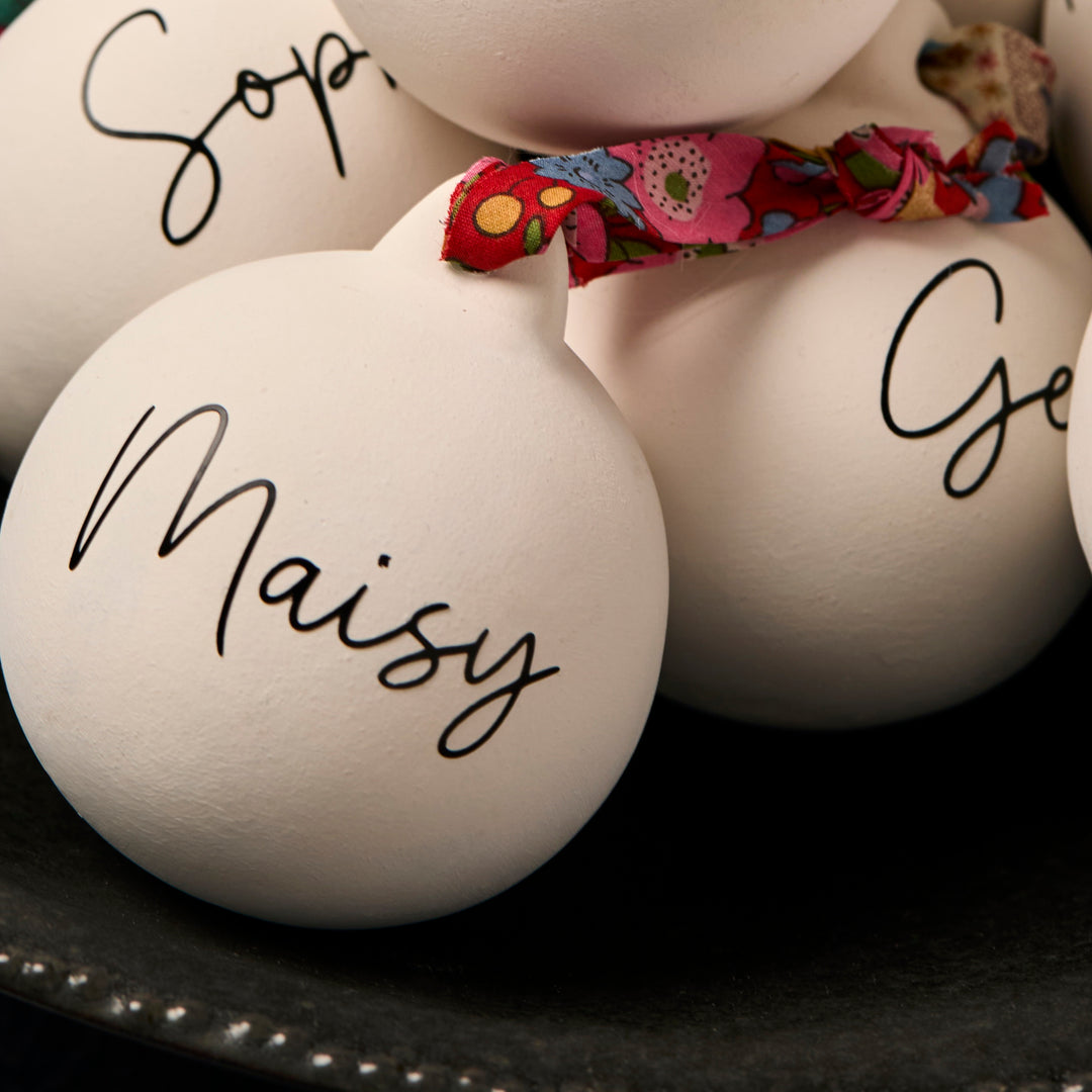 Personalised Ceramic & Liberty Bauble