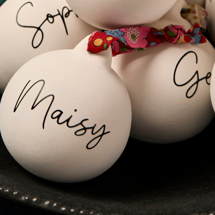 Personalised Ceramic & Liberty Bauble