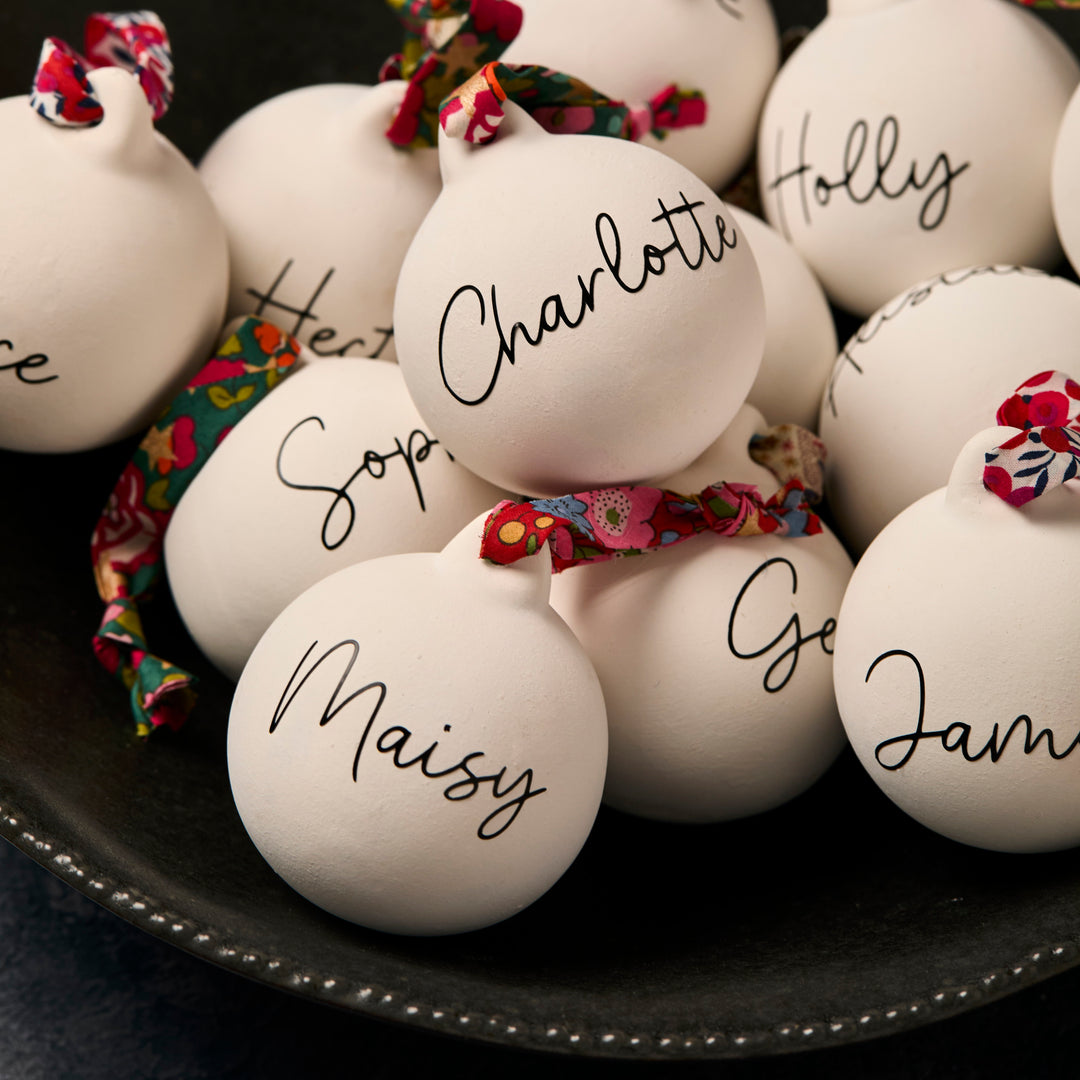 Personalised Ceramic & Liberty Bauble