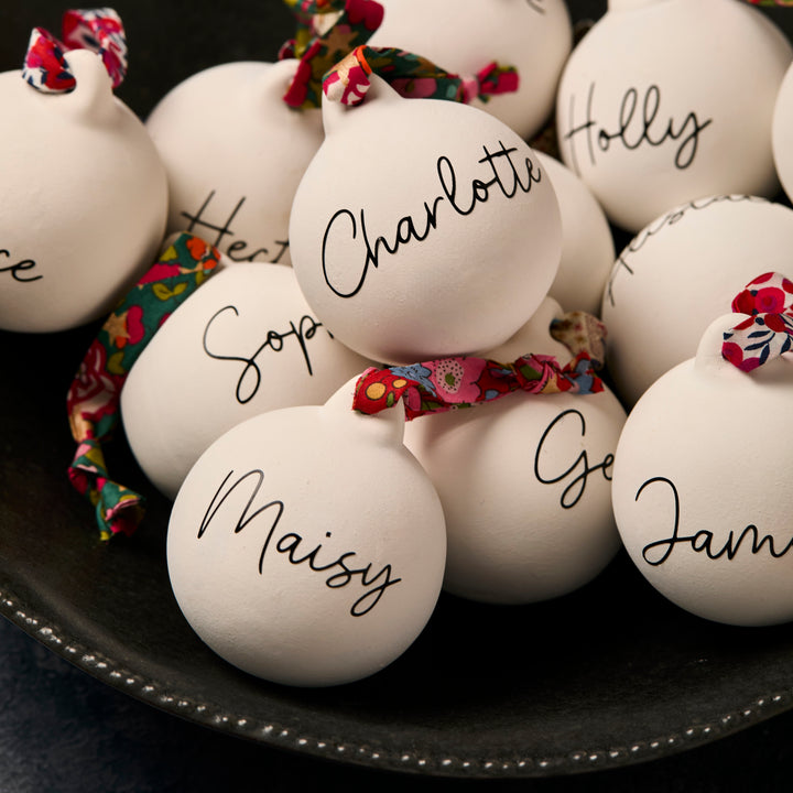 Personalised Ceramic & Liberty Bauble