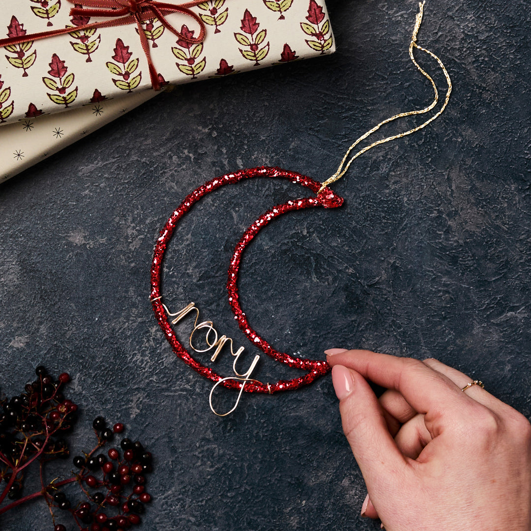 Personalised Glitter Moon Ornament