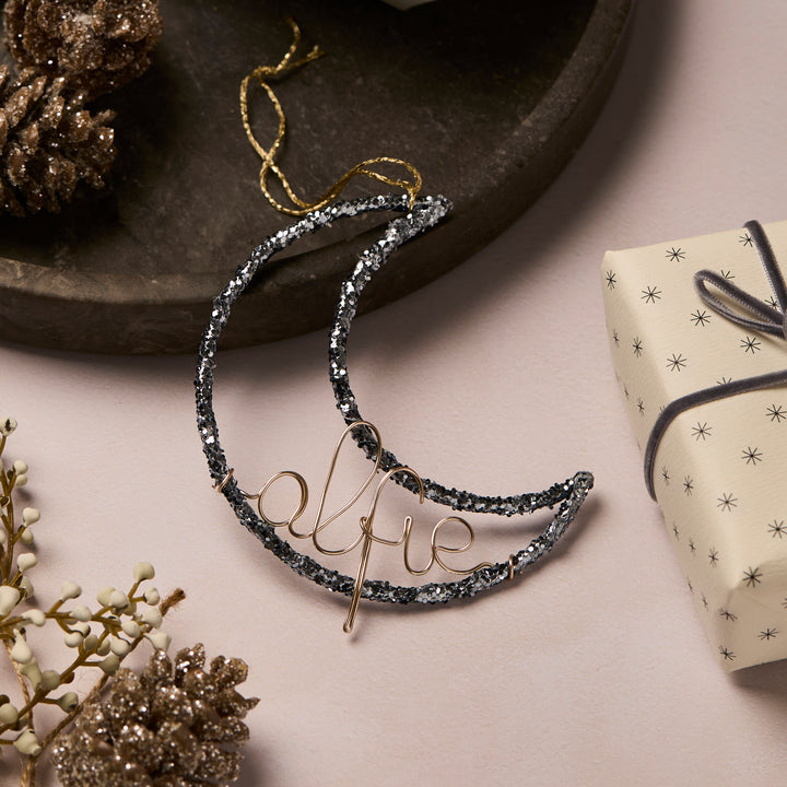 Personalised Glitter Moon Ornament