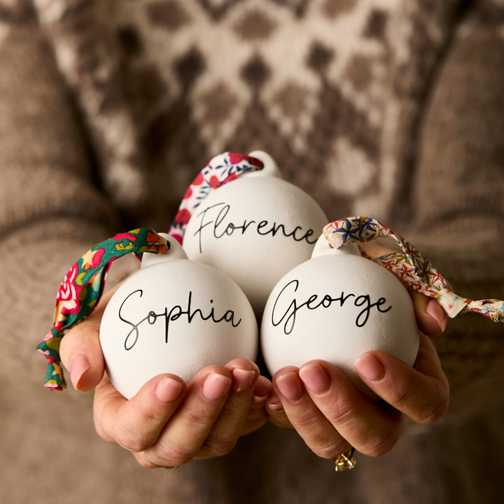 Personalised Ceramic & Liberty Bauble