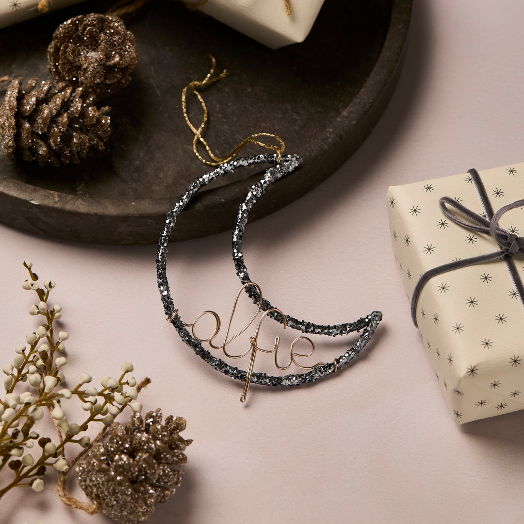 Personalised Glitter Moon Ornament