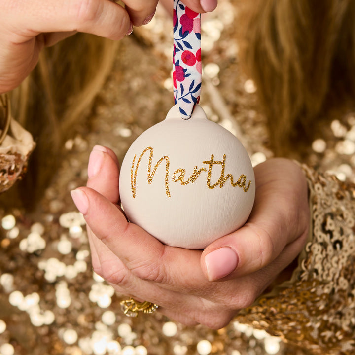 Personalised Glitter, Ceramic & Liberty Bauble