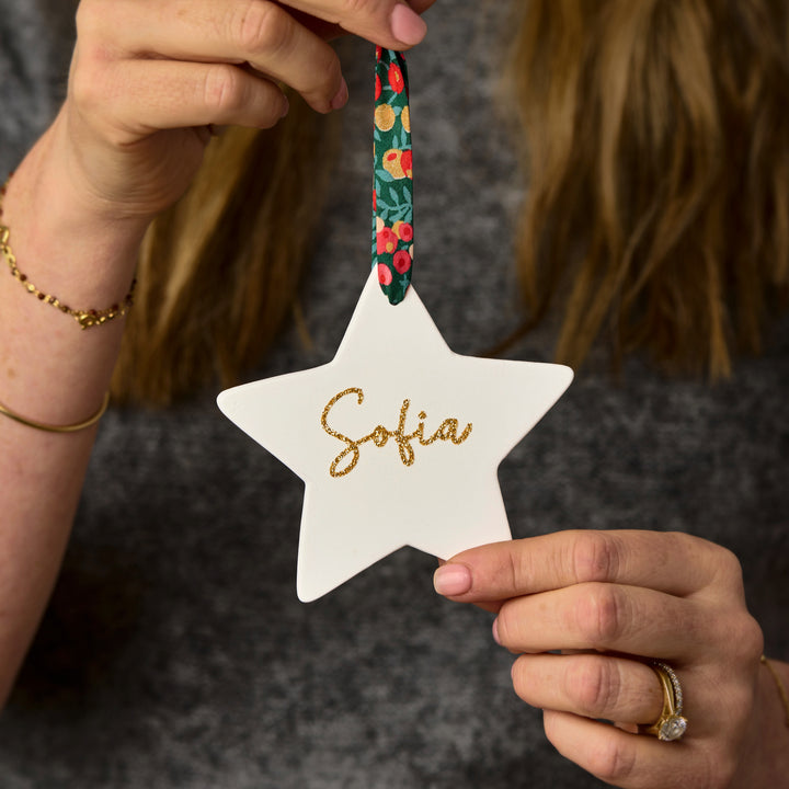 Personalised Glitter, Ceramic & Liberty Star
