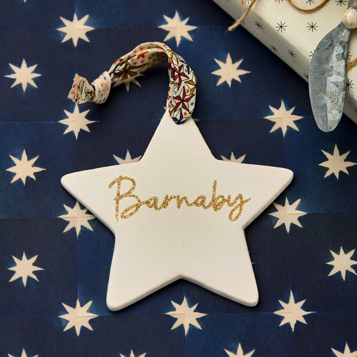 Personalised Glitter, Ceramic & Liberty Star