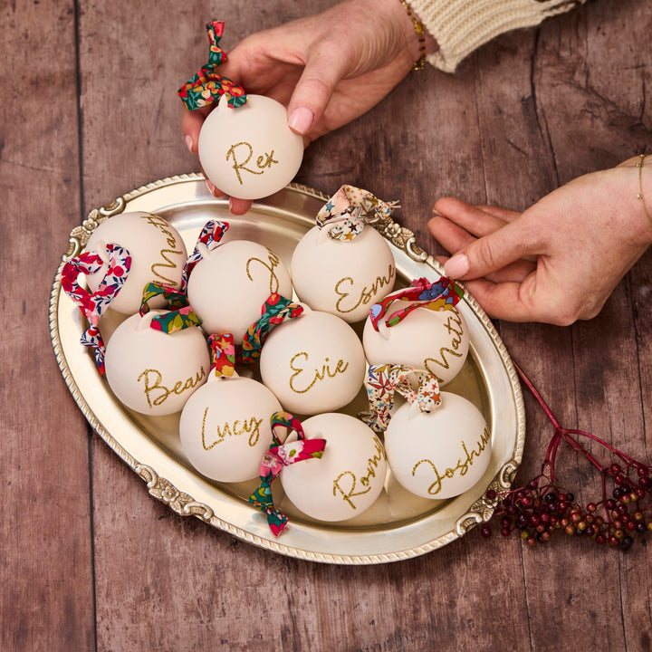Personalised Glitter, Ceramic & Liberty Bauble