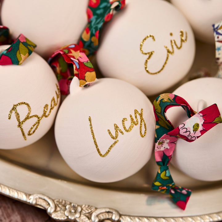 Personalised Glitter, Ceramic & Liberty Bauble