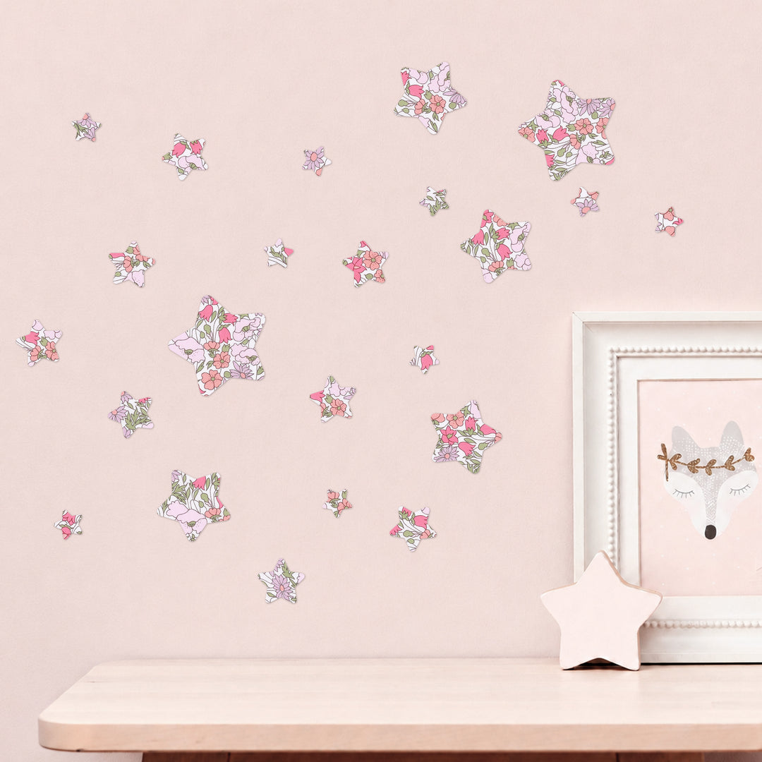 Liberty Poppy & Daisy Pink Stars Wall Stickers - Limited Edition