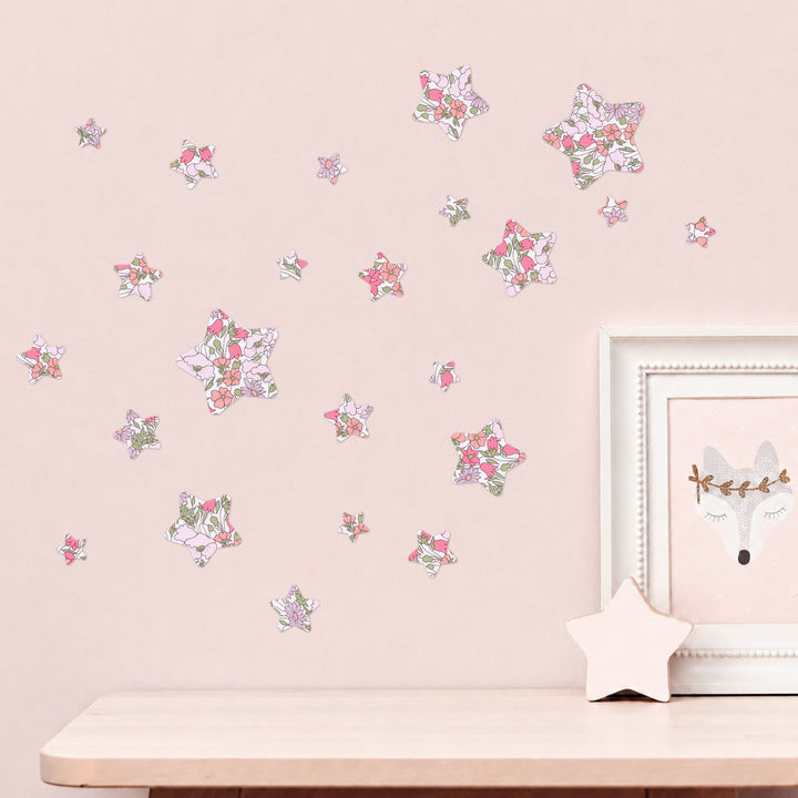 Liberty Poppy & Daisy Pink Stars Wall Stickers - Limited Edition