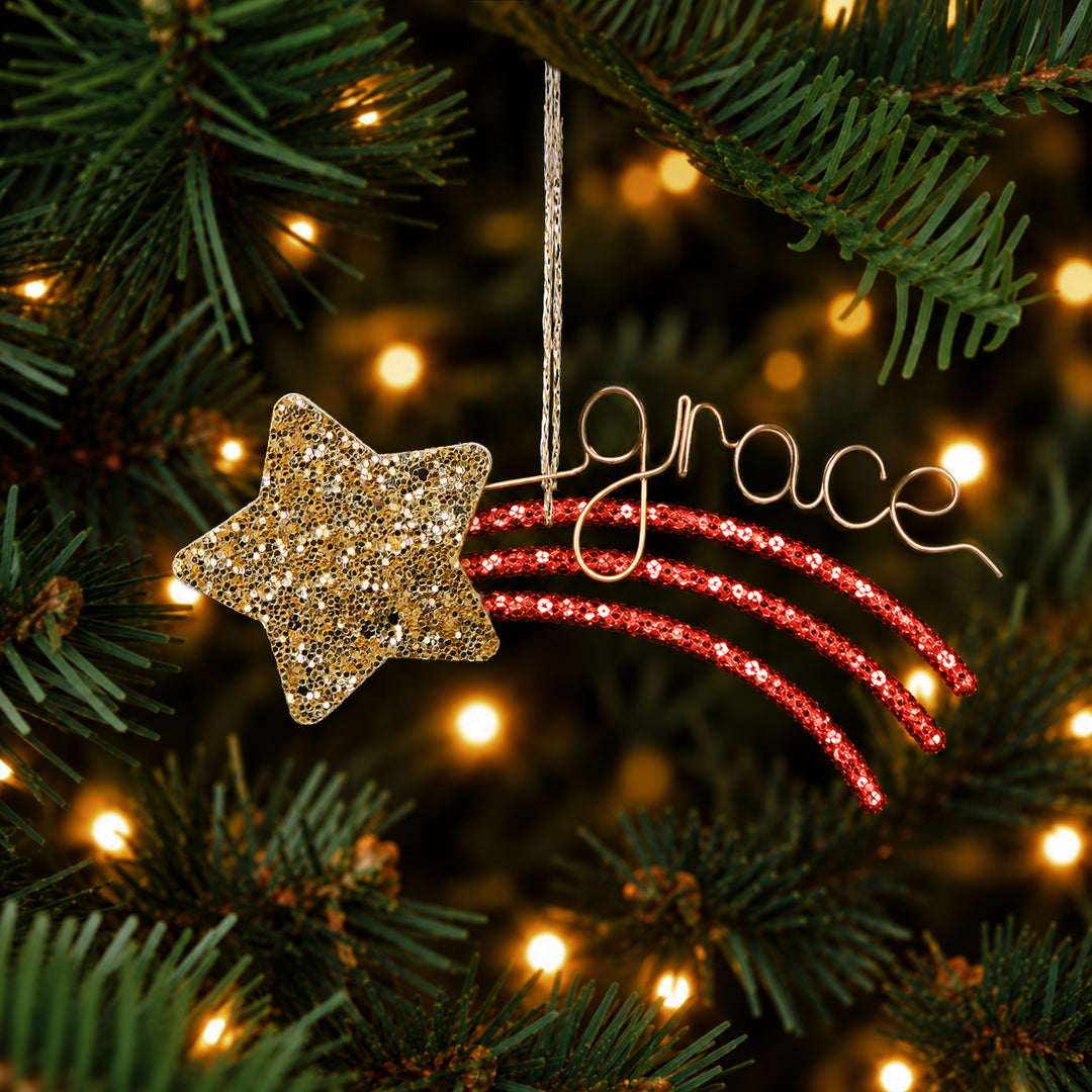 Personalised Glitter Shooting Star Ornament
