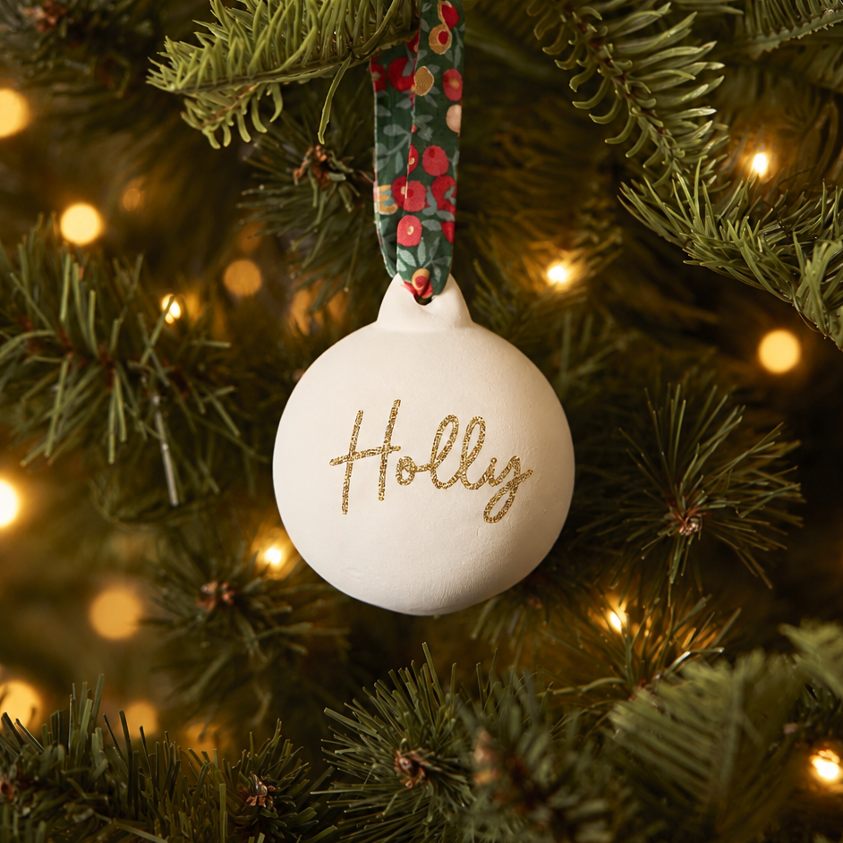 Personalised Glitter, Ceramic & Liberty Bauble
