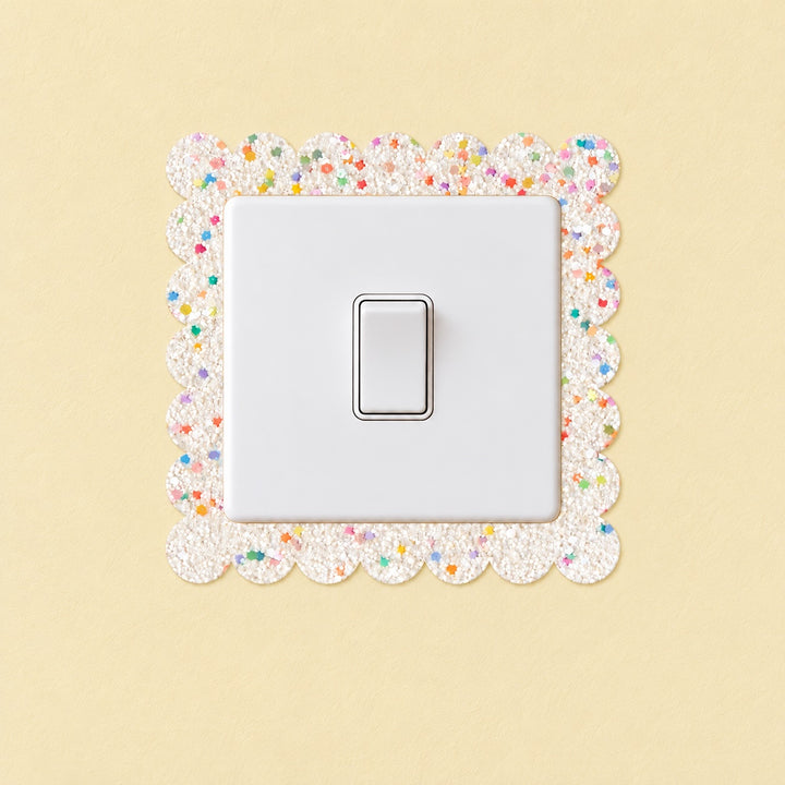 Confetti Glitter Scalloped Light Switch Surround Sticker