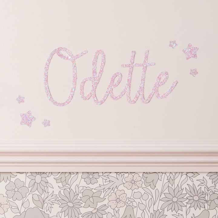 Pink Blossom Glitter Word & Stars Wall Stickers