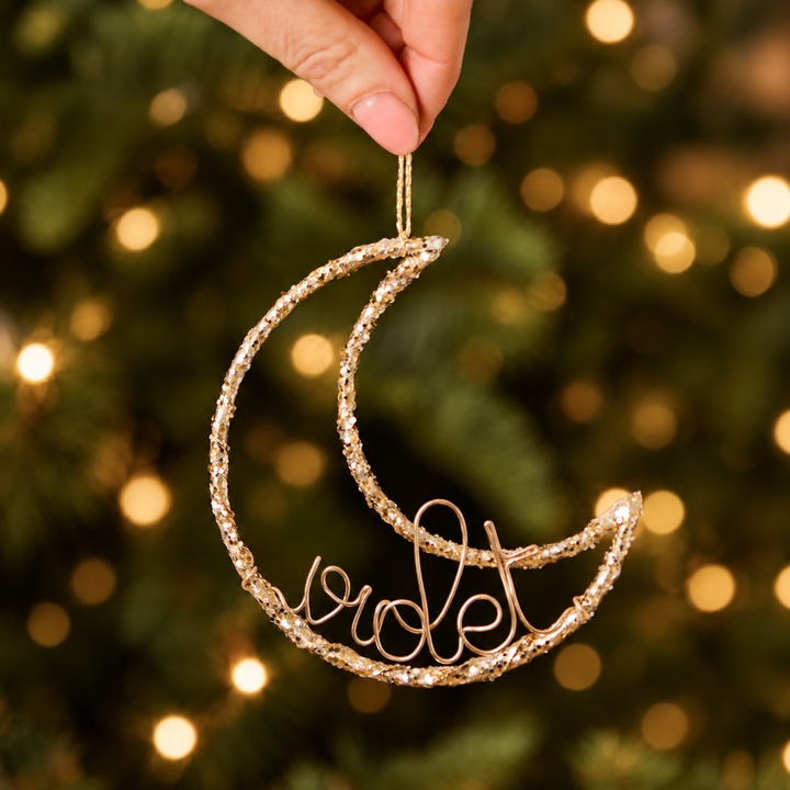 Personalised Glitter Moon Ornament