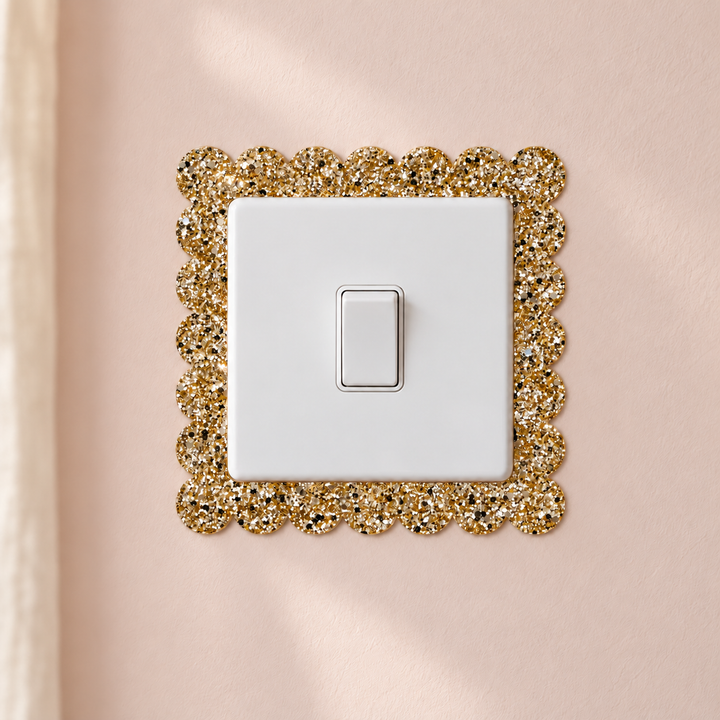 Gold Glitter Scalloped Light Switch Surround Sticker