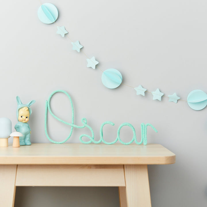 Mint Knitted Word Sign