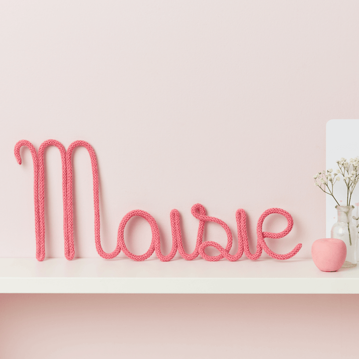 Pink Knitted Word Sign