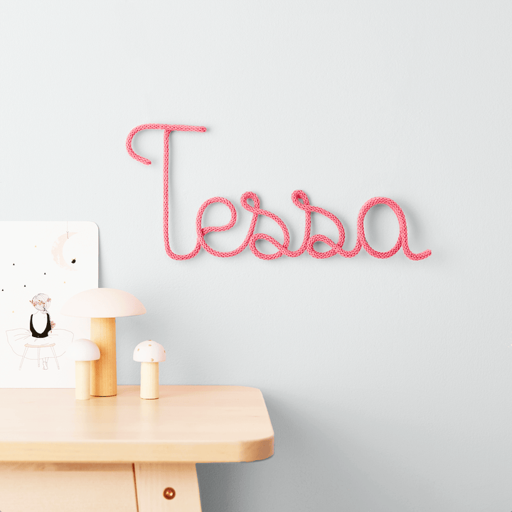Pink Knitted Word Sign