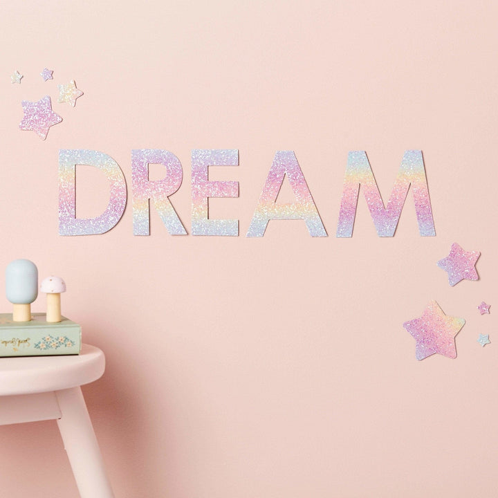 Rainbow Glitter Letter Wall Stickers - Little Cloud-Wall Stickers Stars