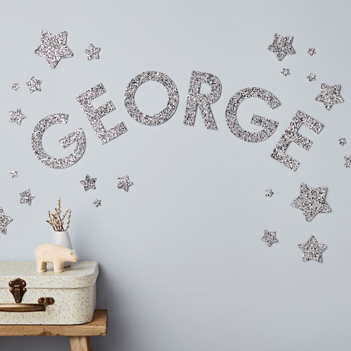 Silver Glitter Letter Wall Stickers