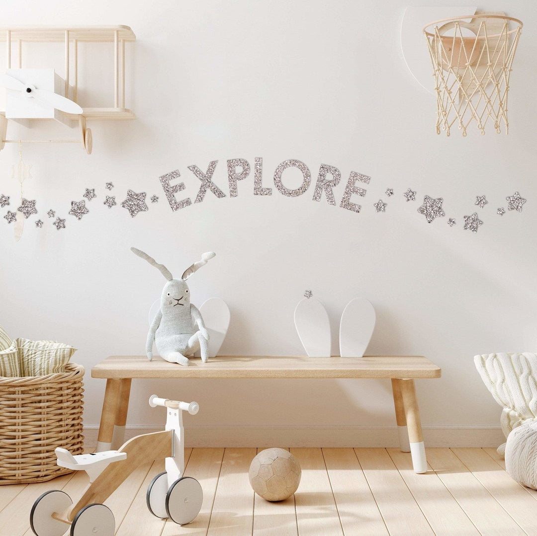 Silver Glitter Letter Wall Stickers - Little Cloud-Wall Stickers Stars