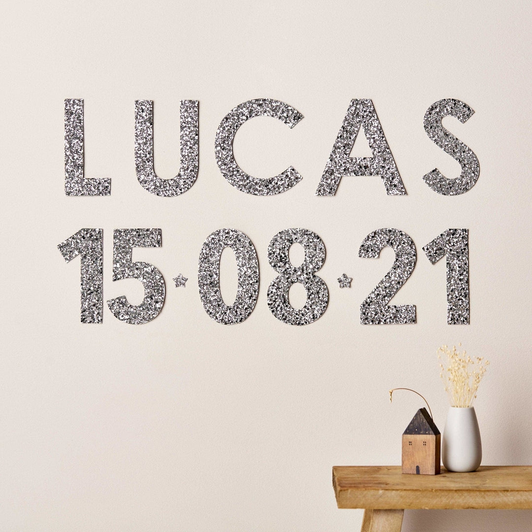 Silver Glitter Letter Wall Stickers - Little Cloud-Wall Stickers Stars