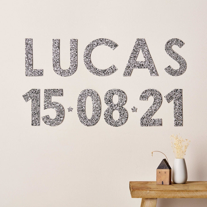 Silver Glitter Letter Wall Stickers - Little Cloud-Wall Stickers Stars