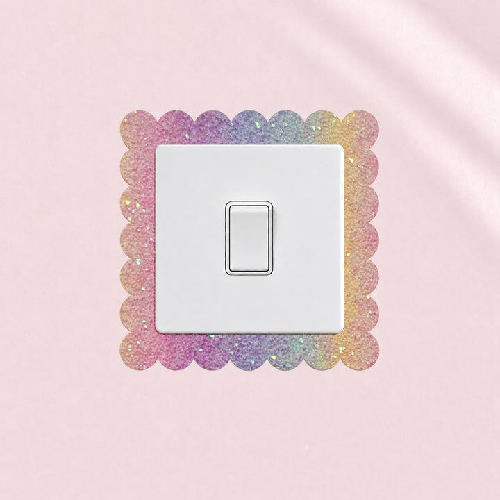 Rainbow Glitter Scalloped Light Switch Surround Sticker