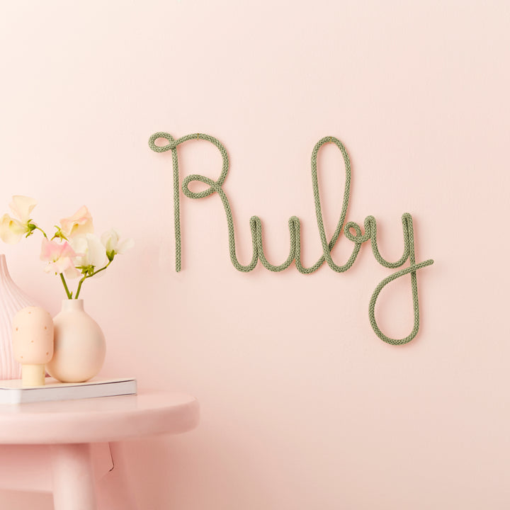 Sage Knitted Word Sign
