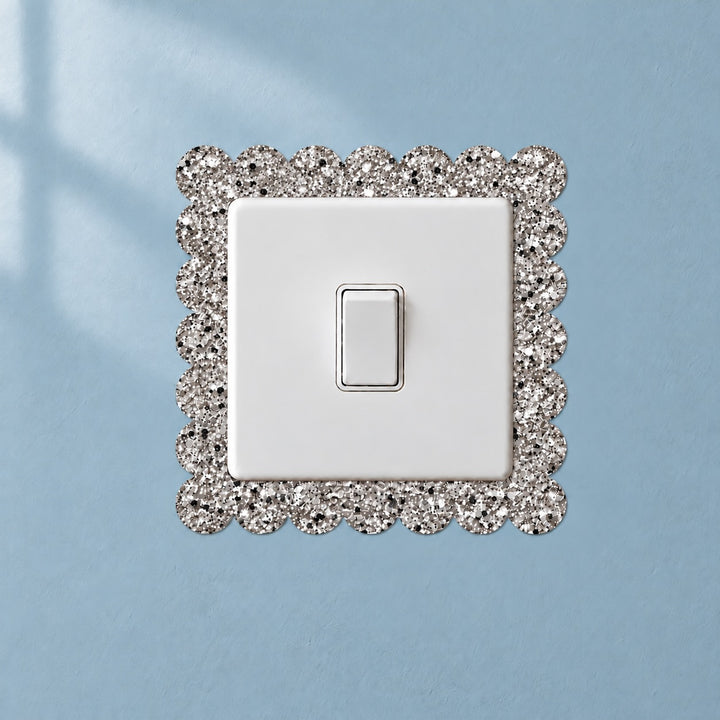 Silver Glitter Scalloped Light Switch Surround Sticker