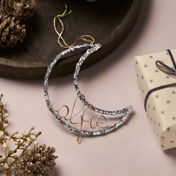 Personalised Glitter Moon Ornament